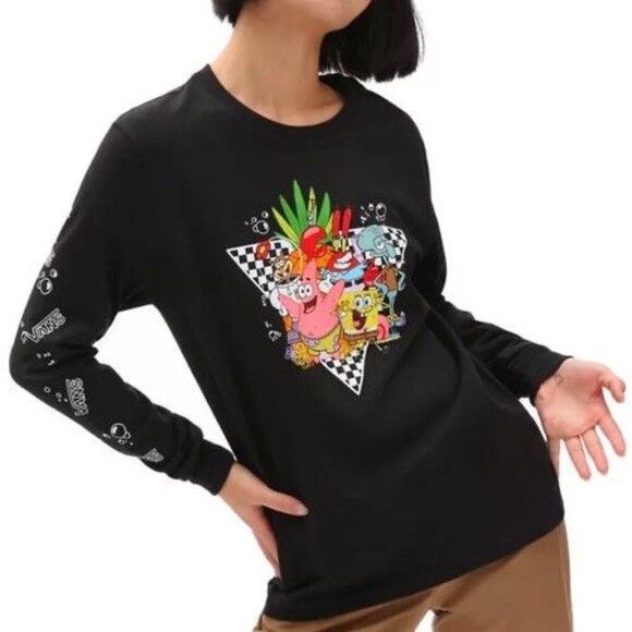 Vans SpongeBob SquarePants Long Sleeve T Shirt Kids Unisex XL #1117 - Picture 1 of 5